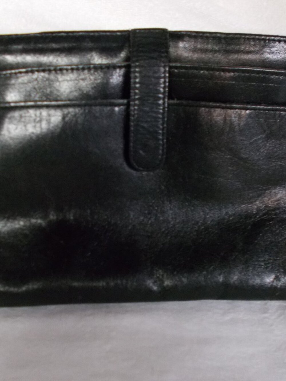 Vintage Contessa genuine black leather purse with zipper top (no strap)